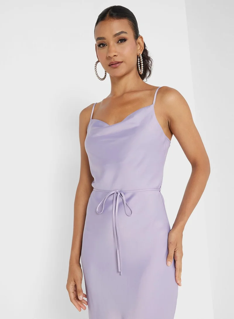YAS Satin Cowl Neck Dress