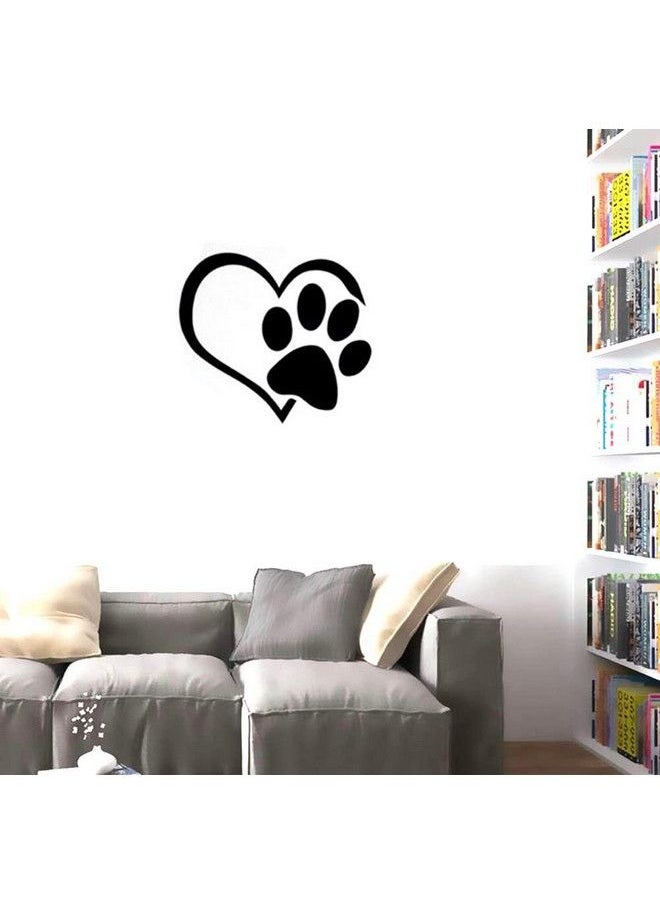 BIBITIME Adorable Puppy Paw Heart Decal Valentines Day Cuddly Dog Footprint Sticker Pet Window Vinyl Decor For Couple Bedroom Nursery Kids Room  - Image 1