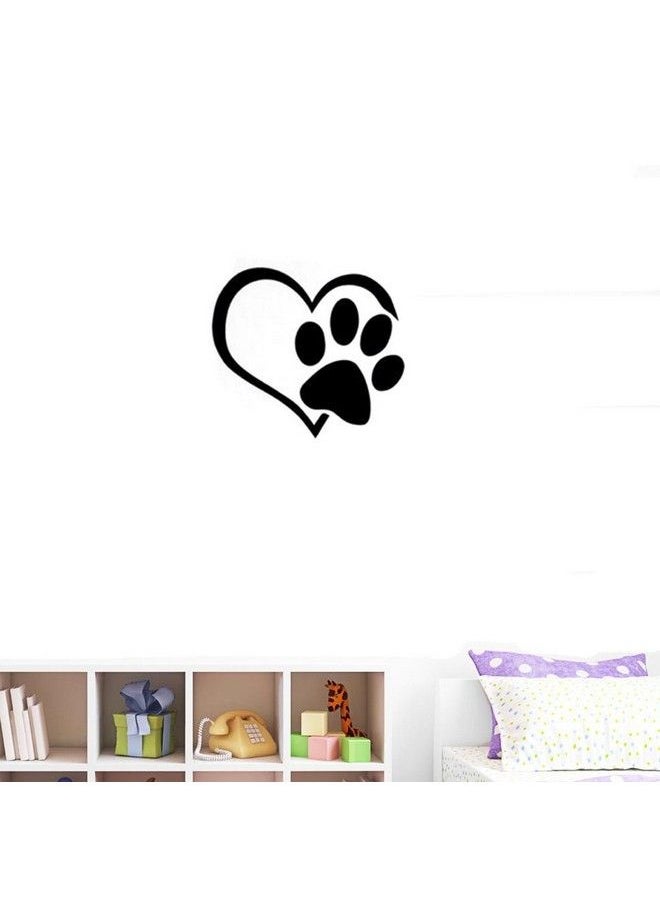 BIBITIME Adorable Puppy Paw Heart Decal Valentines Day Cuddly Dog Footprint Sticker Pet Window Vinyl Decor For Couple Bedroom Nursery Kids Room  - Image 4
