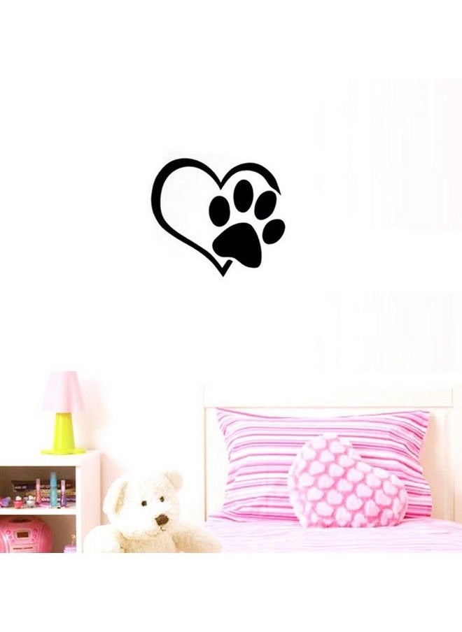 BIBITIME Adorable Puppy Paw Heart Decal Valentines Day Cuddly Dog Footprint Sticker Pet Window Vinyl Decor For Couple Bedroom Nursery Kids Room  - Image 3