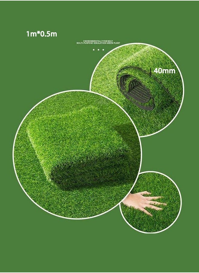 Generic Realistic Artificial Grass Rug – Indoor & Outdoor Dog-Friendly Turf Mat with Drainage Holes & Replaceable Grass Pad,1m*0.5m  Fake Grass Carpet for Garden Lawn Balcony Patio Landscape Decoration  - Image 1