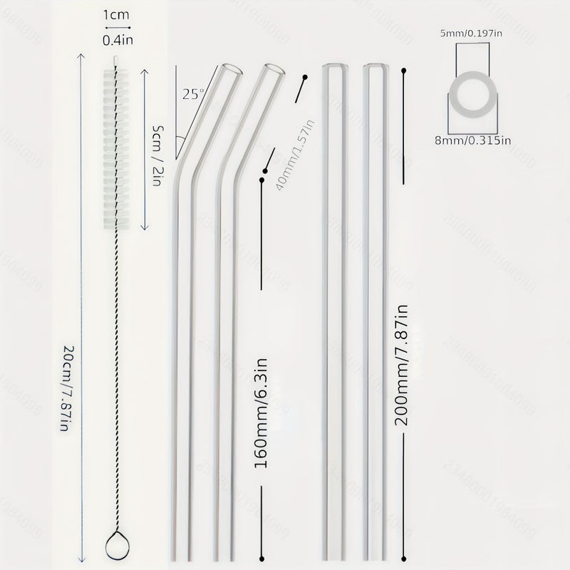 10 Pcs Assorted Color Glass Straws With 1 Straw Brush 8mm Curved Pipe 7.87 Inches Reusable High Borosilicate Glass Drinking Straws Suitable For Weddings Beaches Outdoor Use Home Picnics Camping - Image 4