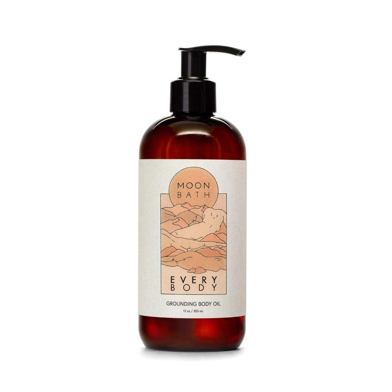 Moon Bath Every Body Grounding Body Oil  Contains Jojoba Marula  Moringa Oils combined wSandalwood  Cypress to Calm  Organic  Clean Beauty No Synthetic Fragrance 12 fl oz