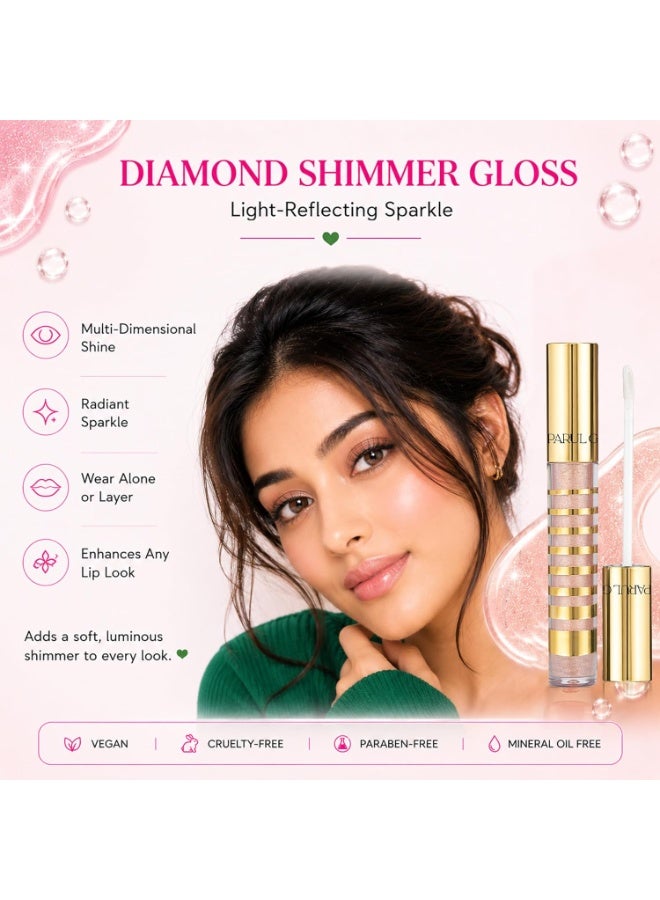 Parul Garg Beauty Gloss Cristale Duo Lip Gloss Set | Clear & Diamond Shimmer | Hydrating Non-Sticky High Shine Lip Gloss with Vitamin E & Hyaluronic Acid for Fuller Looking Lips (Pack of 2) - Image 2