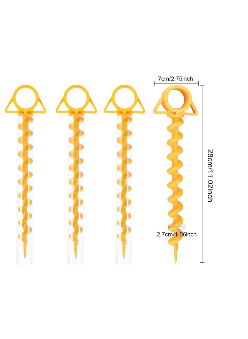 HZYH 4 Pcs Spiral Tent Pegs, Heavy Duty Plastic Ground Anchor Stakes for Beach Sand and Lawn, Screw-In Tent Stakes for Canopies, Tarps, Gazebo, Trampoline, Camping Outdoor Use,  Orange - Image 2