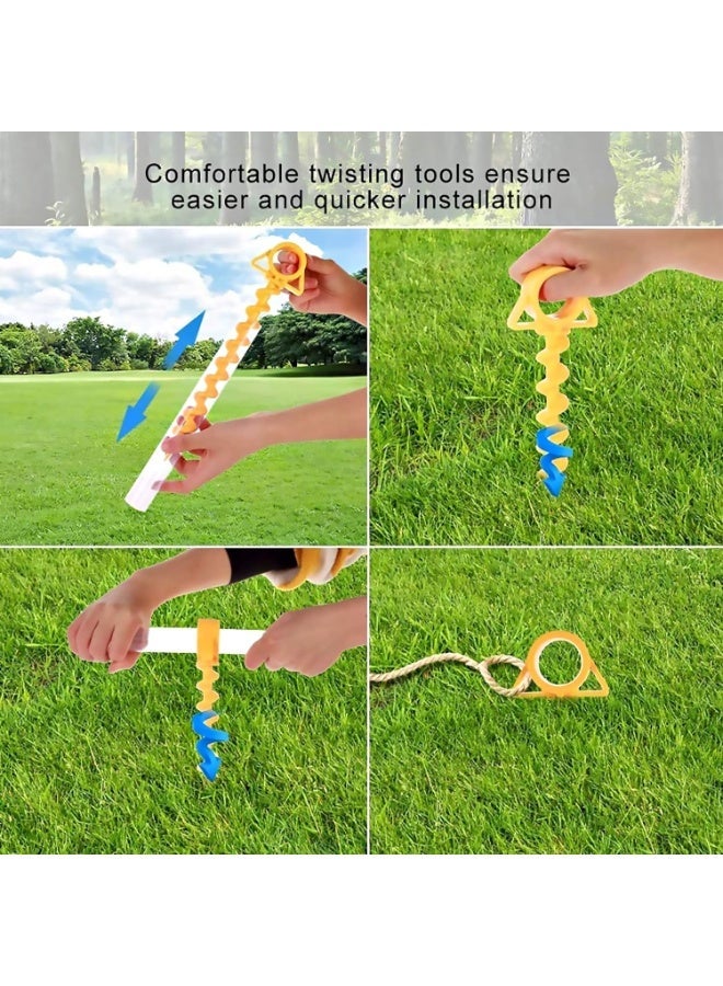 HZYH 4 Pcs Spiral Tent Pegs, Heavy Duty Plastic Ground Anchor Stakes for Beach Sand and Lawn, Screw-In Tent Stakes for Canopies, Tarps, Gazebo, Trampoline, Camping Outdoor Use,  Orange - Image 4