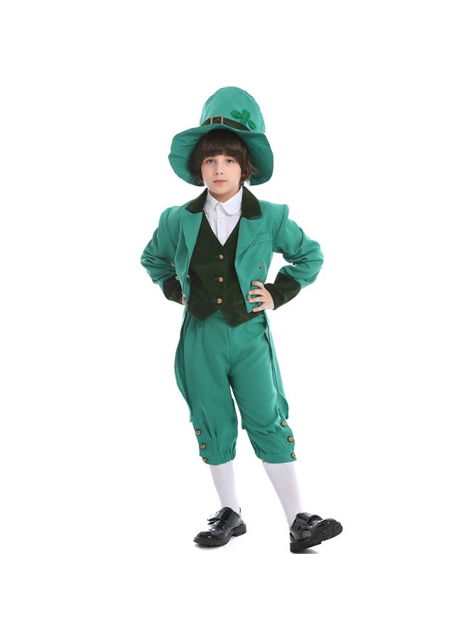 NIBEMINENT Ireland St.Patrick Day Costume For Adult Kids Green Leprechaun Festival Outfit For Father Child Son Carnival Party Fancy Clothes - Image 1
