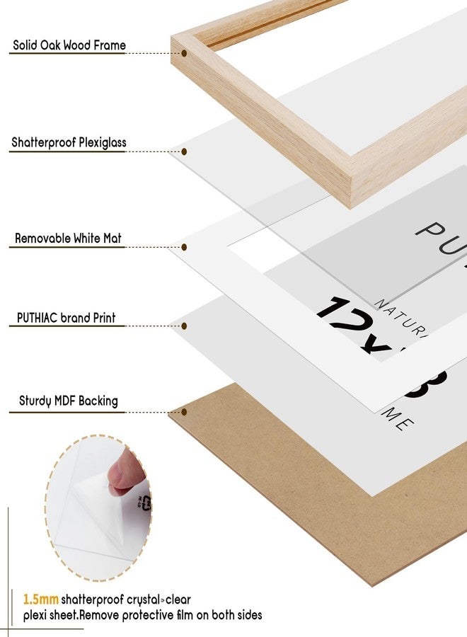 puthiac 12x18 Oak Wood Picture Frame - Minimalist 12x18 Poster Frame, 12"x18" Picture Frame Wood, Natural Solid Wooden Picture Frames for Wall Art Photo and Prints (Set of 1) - Image 2