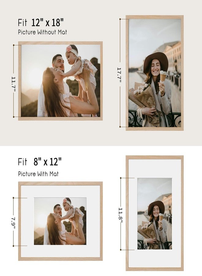 puthiac 12x18 Oak Wood Picture Frame - Minimalist 12x18 Poster Frame, 12"x18" Picture Frame Wood, Natural Solid Wooden Picture Frames for Wall Art Photo and Prints (Set of 1) - Image 4