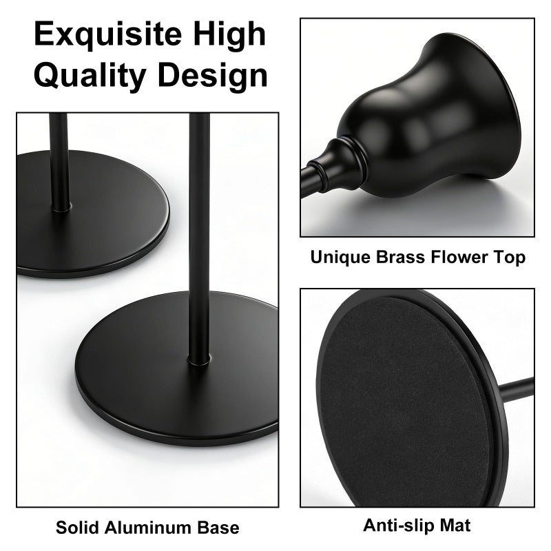 Ohtomber Taper Candle Candlestick Holders - 3PCS Black Metal Pillar Candle Sticks Holder Decor, Vintage Decorative Centerpiece Table Candlesticks Decor for Wedding Fireplace Mantel, Housewarming Gift - Image 2