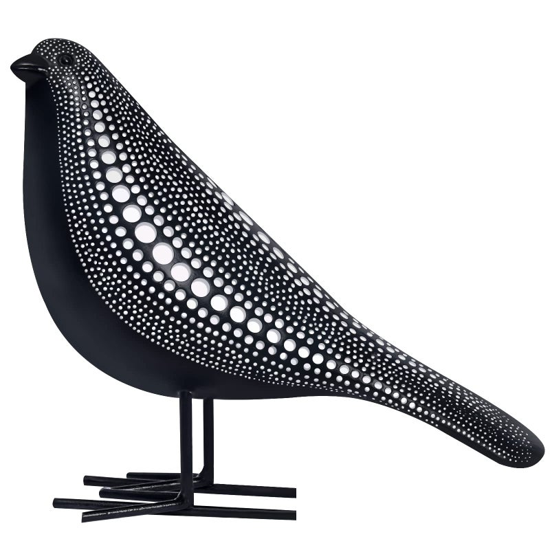 Quoowiit Sculptures Home Decor Bird Figurine Shelf Decor Modern Decorations for Living Room Bedroom Office House Resin Animal Statues and Figurine with Chic Polka Dots Art Design Black