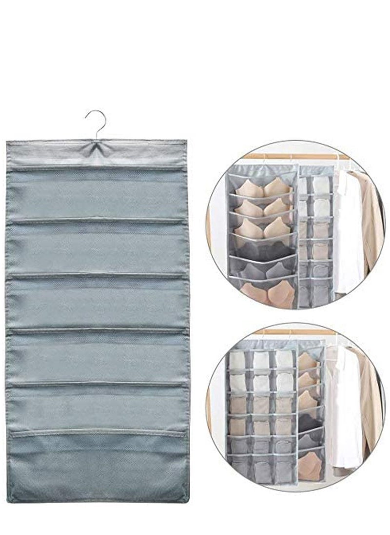Y&D Closet Hanging Organizer with Pockets, Dual Sided Wall Shelf Wardrobe Organizers Storage Bags,Oxford Cloth Space Saver Bag Hanger for Bra Underwear Underpants Shoes Socks  - Image 5