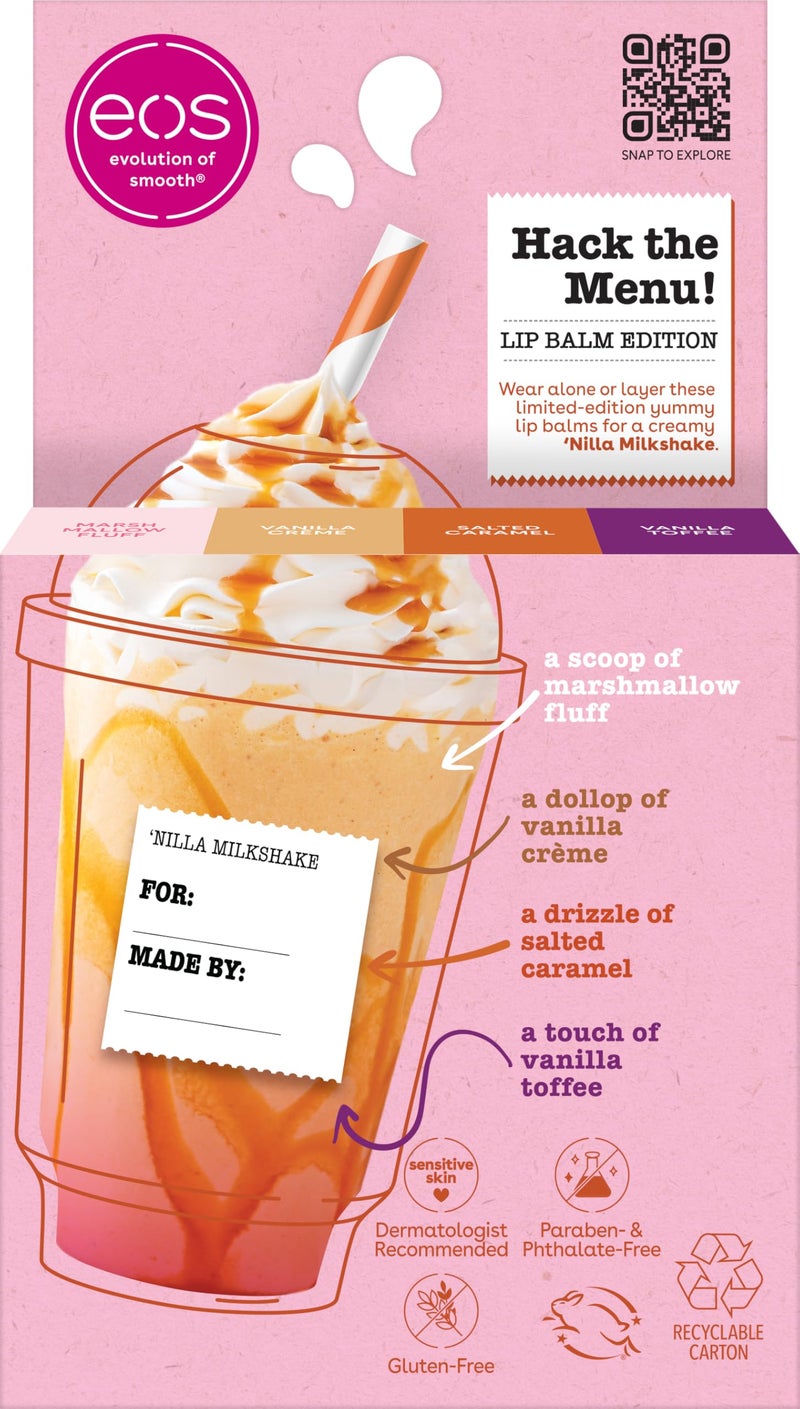 eos Flavor Lab Secret Menu Lip Balm Gift Set - 'Nilla Milkshake, Limited-Edition, Moisturizing, Hydrating, Dry Lips, Variety Pack, 0.14 oz, 4-Pack - Image 5