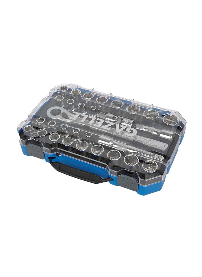 Gazelle 30-Piece Socket Set, 6-Points 1/2 Inch Drive, 5/16 Inch To 1 Inch And 8 mm To 21 mm With Ratchet Handle, Chrome Vanadium Steel  - Image 5