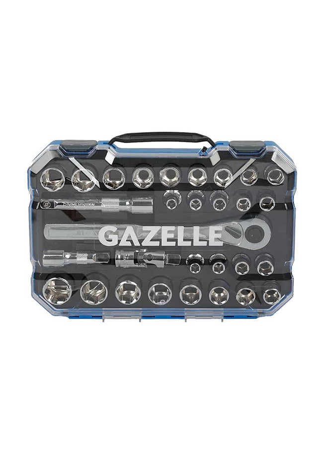 Gazelle 30-Piece Socket Set, 6-Points 1/2 Inch Drive, 5/16 Inch To 1 Inch And 8 mm To 21 mm With Ratchet Handle, Chrome Vanadium Steel  - Image 4