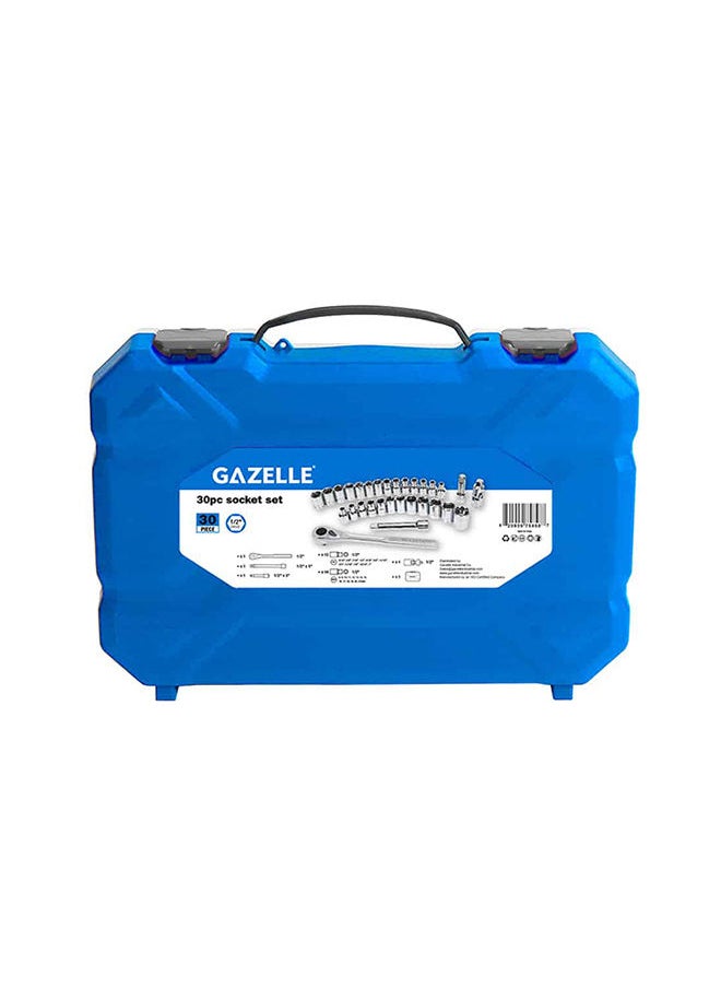 Gazelle 30-Piece Socket Set, 6-Points 1/2 Inch Drive, 5/16 Inch To 1 Inch And 8 mm To 21 mm With Ratchet Handle, Chrome Vanadium Steel  - Image 2