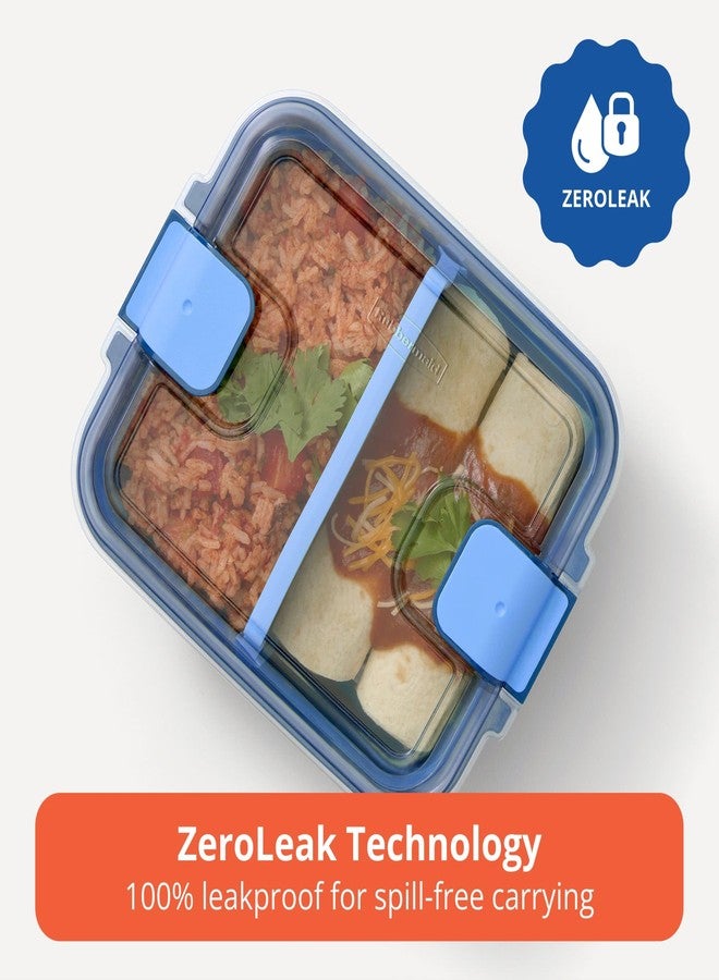 Rubbermaid Pack & Go Microwavable Set With 1.35 L Container with Divider Insert and Two 360 mL Round Containers, Leakproof Meal Prep Containers - Image 3