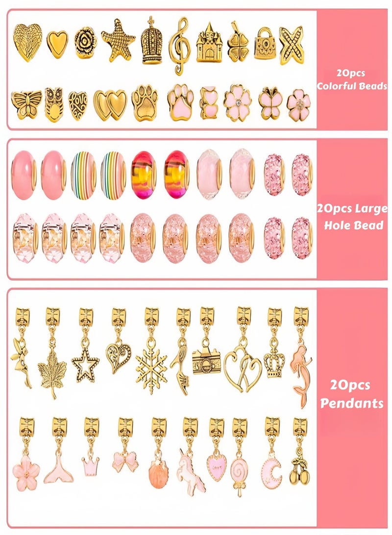 Wish Bracelet Making Kit, 67PCS Charm Bracelet Kit with Jewelry Box, Gift Bag, Charms, Beads and Bracelets for DIY Crafts, Gift for Girls, Kids and Adults - Image 2