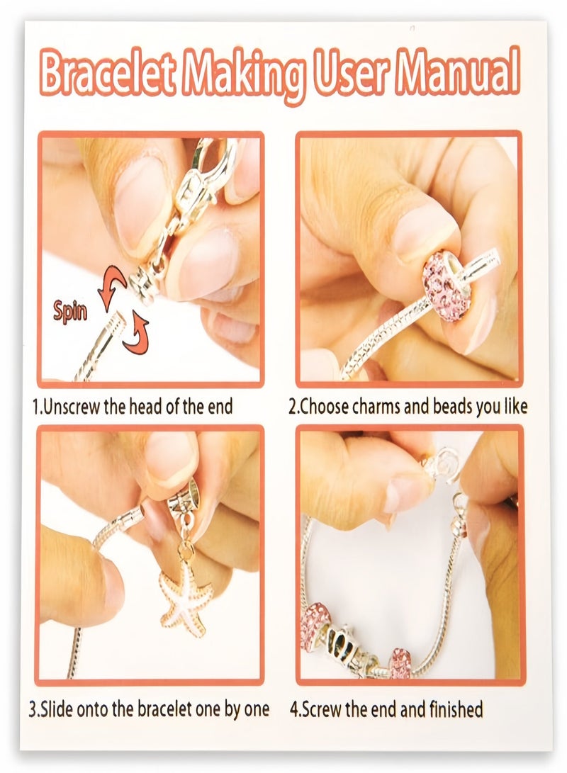 Wish Bracelet Making Kit, 67PCS Charm Bracelet Kit with Jewelry Box, Gift Bag, Charms, Beads and Bracelets for DIY Crafts, Gift for Girls, Kids and Adults - Image 3