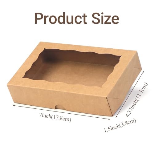 RomanticBaking 50 Pack DIY Assembly Brown 7 x 4 3/8 x 1½ inches Cookies Boxes BakeryTreat Boxes Packaging for Macaron Chocolate Truffle Cakesickle - Image 3