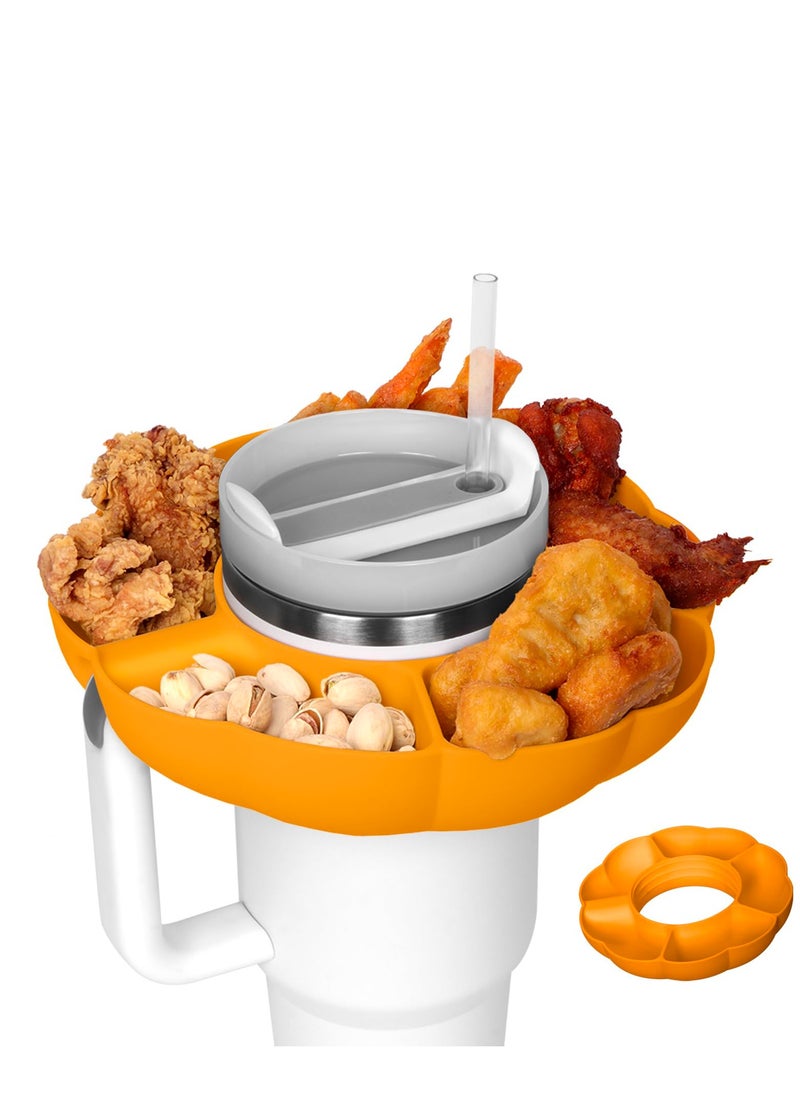 KASTWAVE - Snack Bowl for Stanley 40 oz Cup with Handle, Snack Tray on Top for Stanley Cup Accessories, Reusable Silicone Snack Ring for Tumbler, Gifts for Women, 40 oz, orange - Image 1