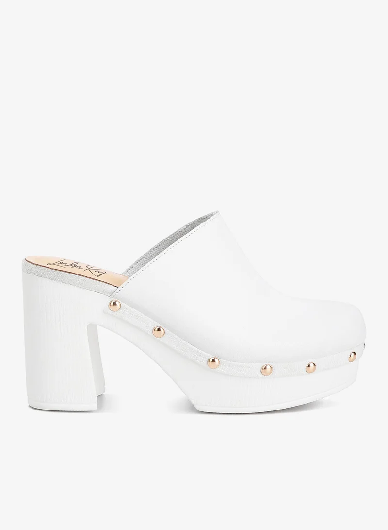 Recycled Leather Clogs in White