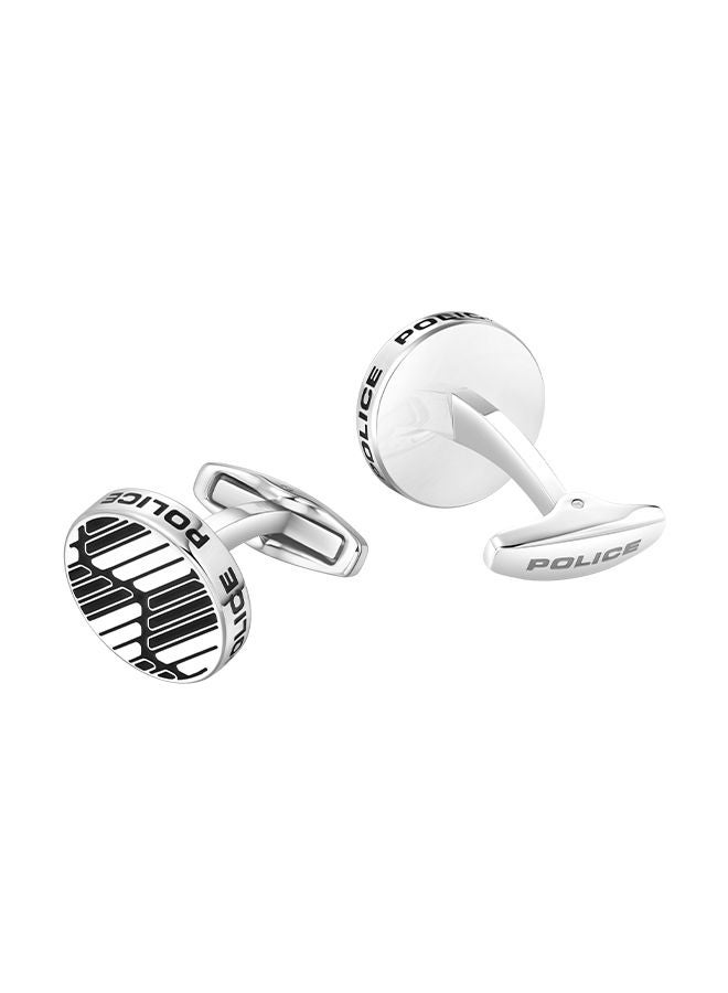 POLICE Graph Stainless Steel and Black Enamel Pattern Cufflinks for Men  - Image 3