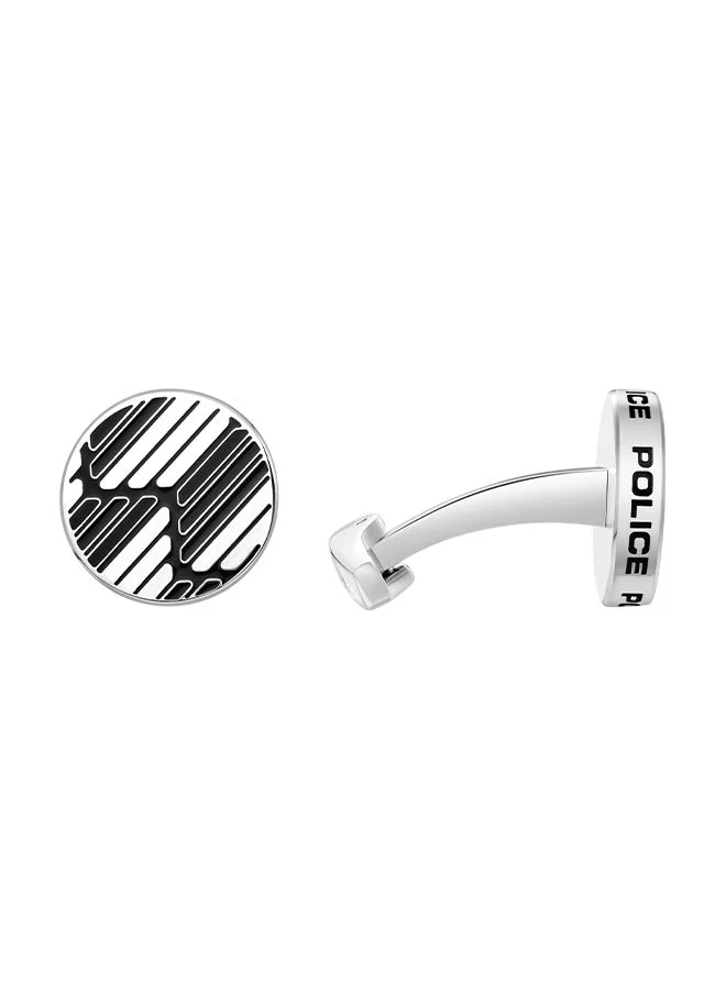 بوليس Police Graph Stainless Steel Enamel Gents Cufflinks With Black - PEAGC0022301