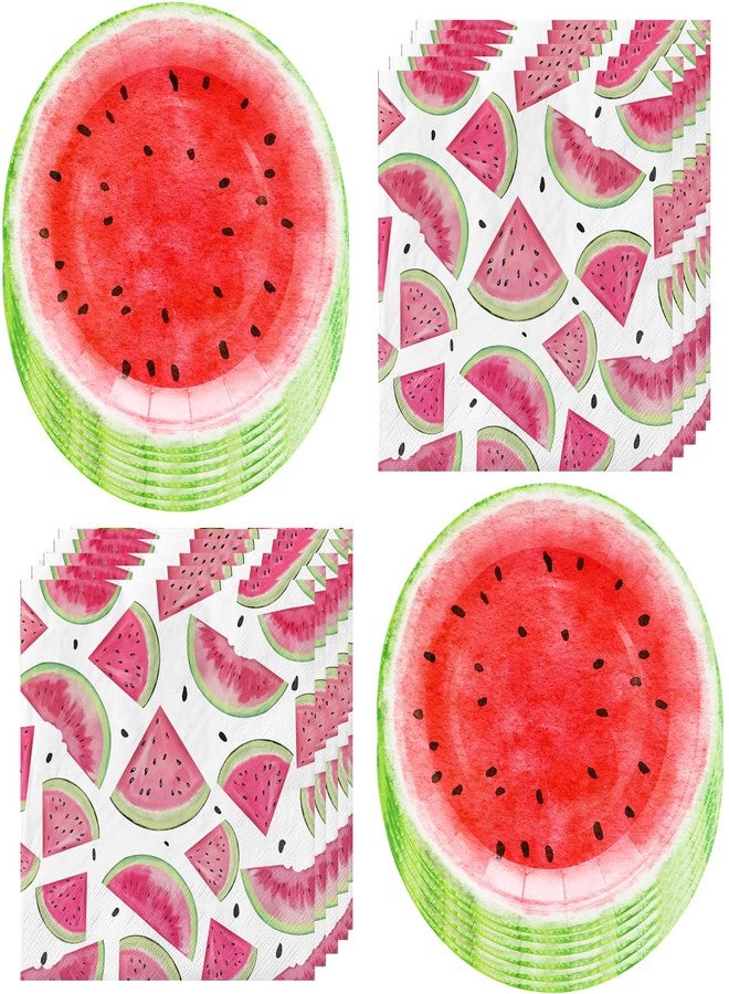 HSPAIDYP 100Pcs WatermelonParty Supplies Watermelon Party Set 7"Sweet Watermelon Plates Watermelon Napkins for Watermelon Theme Summer Fruit Watermelon Birthday Party Decorations|Serve 50 (Pink Watermelon) - Image 1