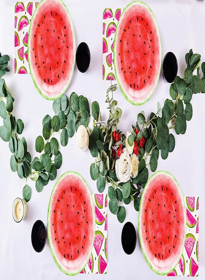 HSPAIDYP 100Pcs WatermelonParty Supplies Watermelon Party Set 7"Sweet Watermelon Plates Watermelon Napkins for Watermelon Theme Summer Fruit Watermelon Birthday Party Decorations|Serve 50 (Pink Watermelon) - Image 5