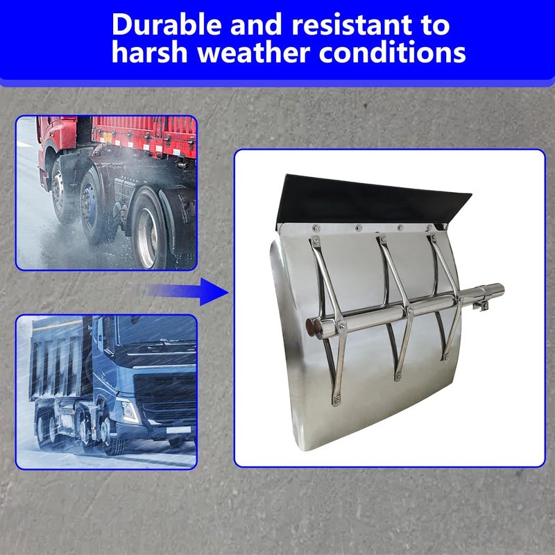 GaeaAuto 24"x24" Stainless Steel Quarter Fender Set Mud Flap Hangers with Single Bolt Mounting Brackets Fit for Semi Truck Trailer, 2PCS - Image 4