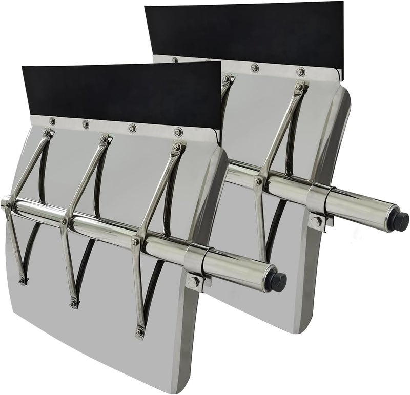 GaeaAuto 24"x24" Stainless Steel Quarter Fender Set Mud Flap Hangers with Single Bolt Mounting Brackets Fit for Semi Truck Trailer, 2PCS - Image 1