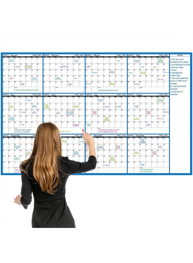 Lemome Large Dry Erase Calendar - Undated Wall Calendar Dry Erase, 58" x 37", 12-Month Dry Erase Calendar with 8 Round Stickers  - Image 1