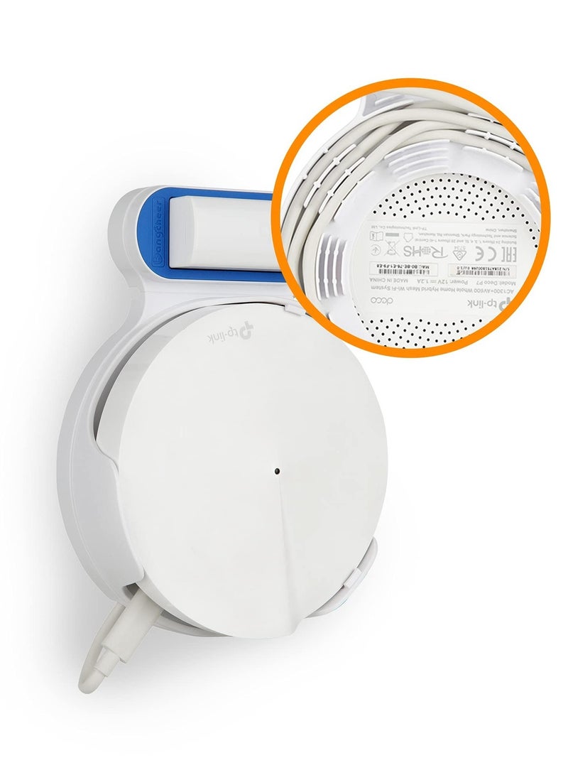 Excefore Wall Mount Bracket for WiFi Router, Easy-to-Install Deco Holder Cable and Power Line Storage Boxes for Tp Link Deco M5, Without Messy Wires or Screws, White - Image 1