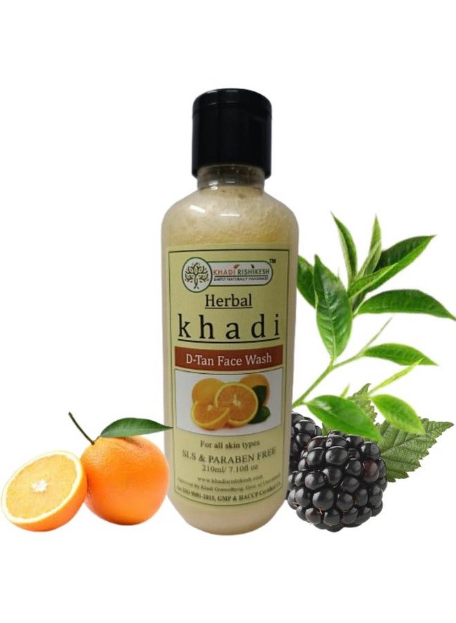 KHADI RISHIKESH Herbal De-Tan Face Wash - 210ml for Tan Removal, Skin Brightening Glowing Skin with Blackberry and Orange Peel Extract Deep Cleansing Suitable for All Skin Types - SLS and Paraben Free