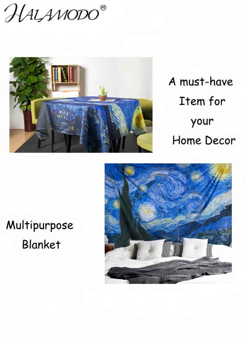 هالامودو قماش جداري ليلي مرصع بالنجوم، قماش جداري فني من فان جوخ، بطانية نجوم، مفرش طاولة لغرفة النوم، السكن الجامعي، غرفة المعيشة (200*150 سم) - Image 4