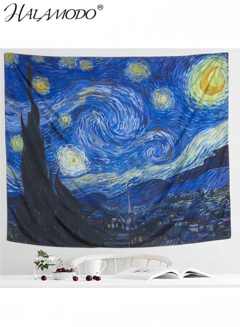 هالامودو قماش جداري ليلي مرصع بالنجوم، قماش جداري فني من فان جوخ، بطانية نجوم، مفرش طاولة لغرفة النوم، السكن الجامعي، غرفة المعيشة (200*150 سم) - Image 5