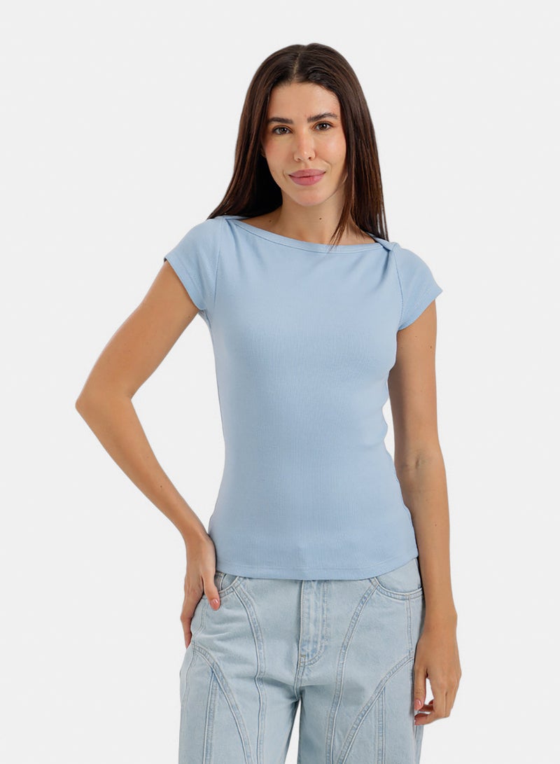 Carina Boat-Neck Ribbed Top - Image 1