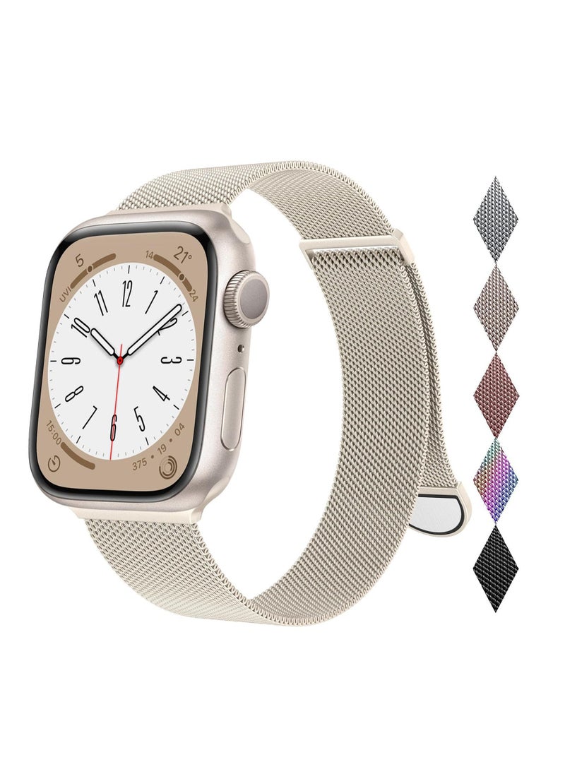 Generic Compatible with Apple Watch Band 42mm 44mm 45mm 46mm 49mm for Women and Men, Stainless Steel Magnetic Metal Wristband Strap Compatible with iWatch Series 10 9 8 7 6 5 4 3 2 1 SE 2/1 Star Light  - Image 1