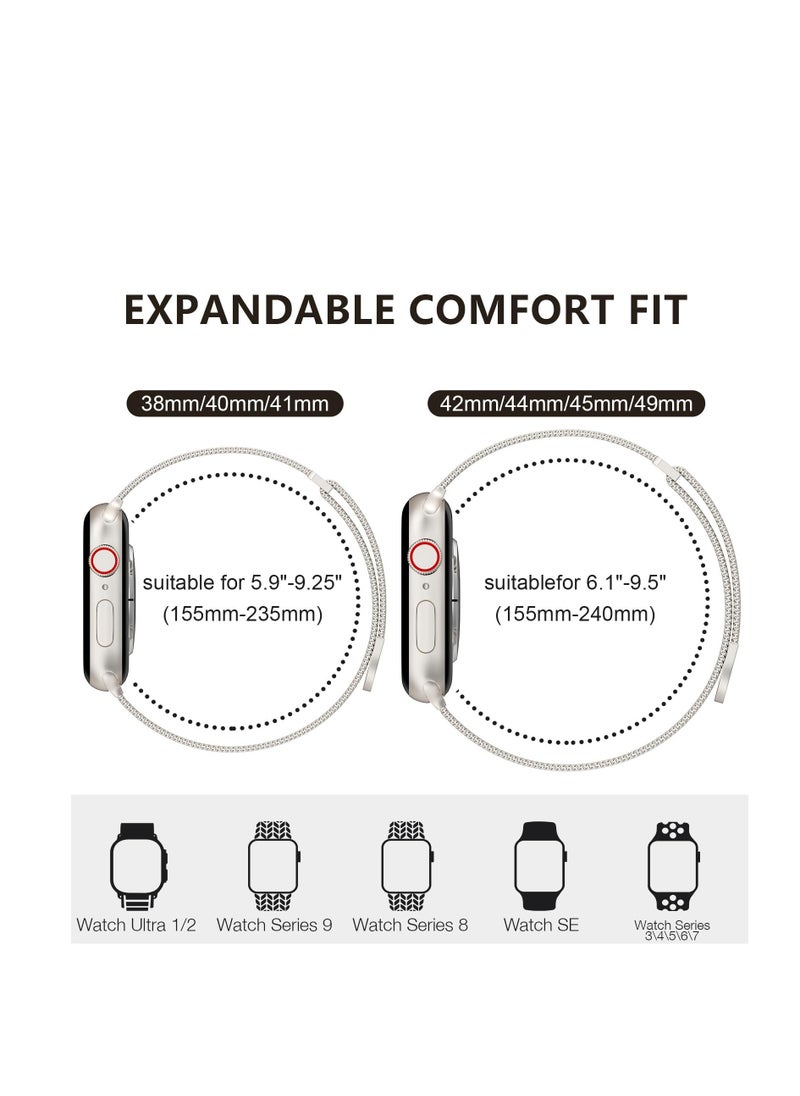 Generic Compatible with Apple Watch Band 42mm 44mm 45mm 46mm 49mm for Women and Men, Stainless Steel Magnetic Metal Wristband Strap Compatible with iWatch Series 10 9 8 7 6 5 4 3 2 1 SE 2/1 Star Light  - Image 4