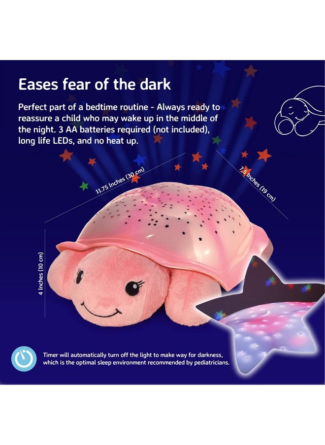 Cloud b Star Projector Nightlight with White Noise Soothing Sounds | Adjustable Settings and Auto-Shutoff | Twinkling Twilight Turtle - Pink