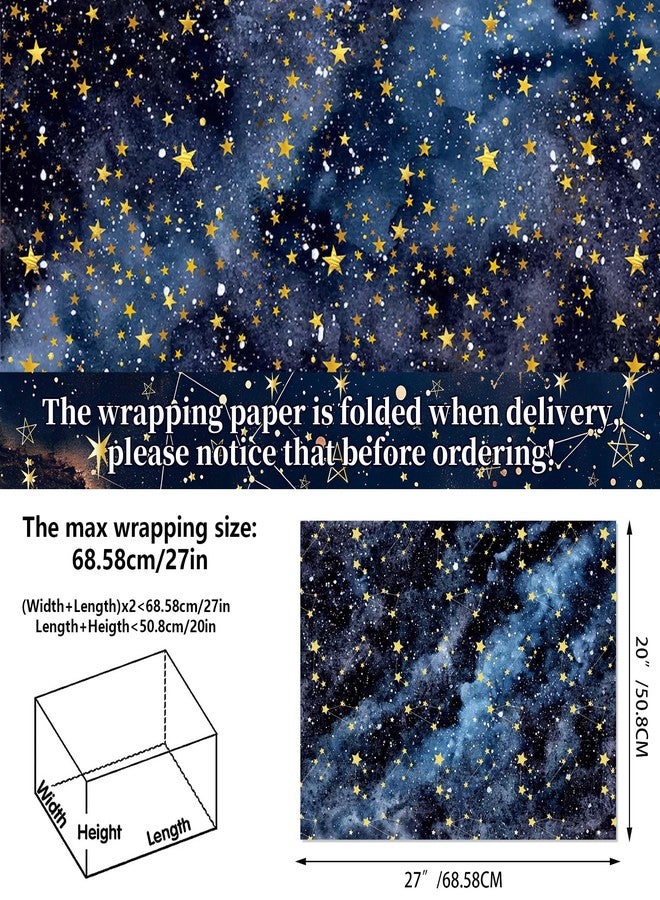Feivando 12 Sheets Galaxy Wrapping Paper 20" x 27" Starry Sky Gift Wrap Paper Folded Flat Blue Space Art Paper for Holiday Birthday Party Baby Shower Present Packing - Image 2