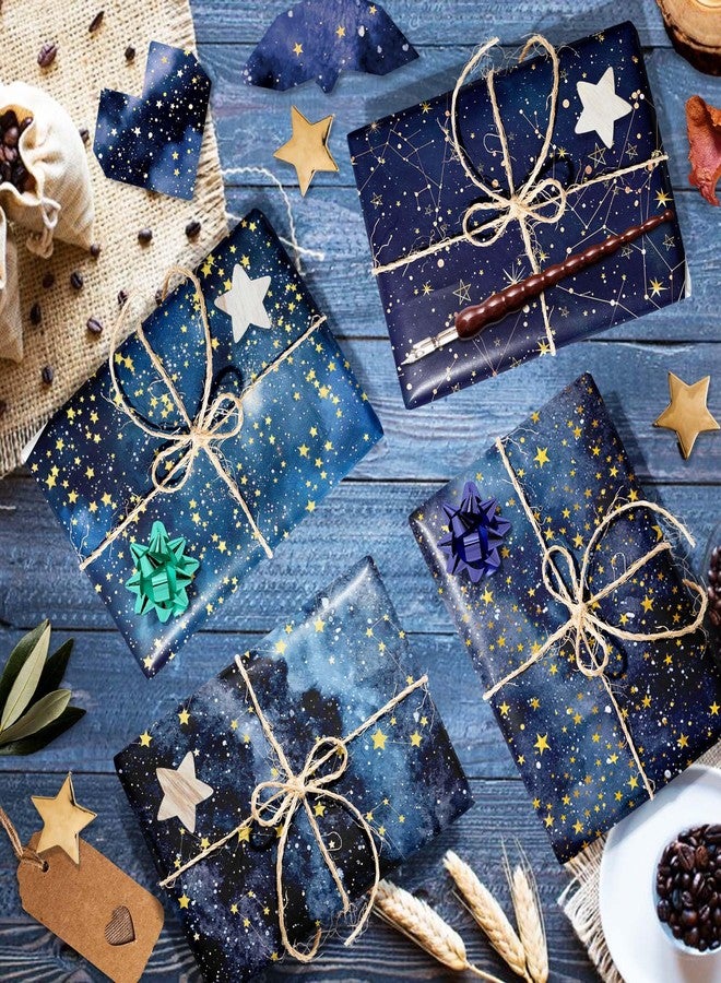 Feivando 12 Sheets Galaxy Wrapping Paper 20" x 27" Starry Sky Gift Wrap Paper Folded Flat Blue Space Art Paper for Holiday Birthday Party Baby Shower Present Packing - Image 4