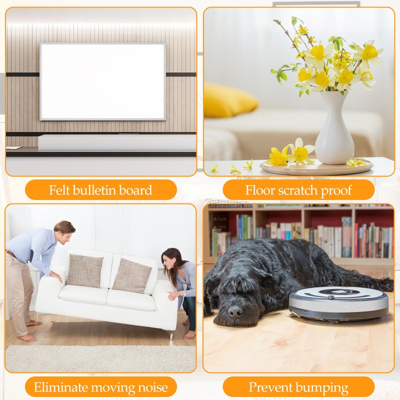 Zonon 4 Rolls 120 Inch Felt Strip with Adhesive Backing Felt Tapes Furniture Felt Strip Rolls Self Stick Heavy Duty Polyester for Protecting Furniture and DIY Adhesive (2 Inch White) - Image 5