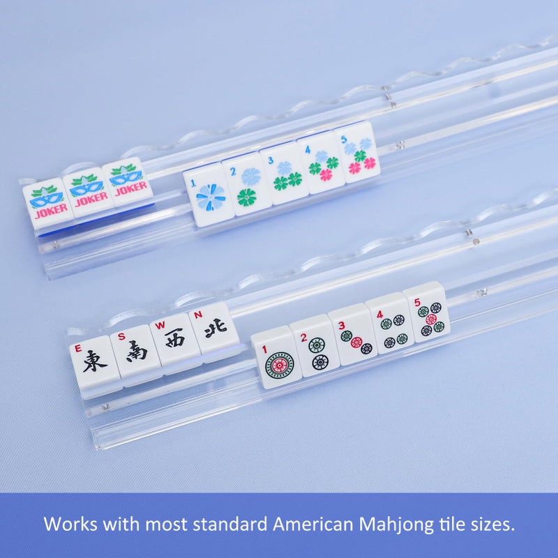 Jongyance Set of 4 Clear Acrylic Mahjong Racks with Redesigned Pusher, American Mahjong Accessories - Image 4
