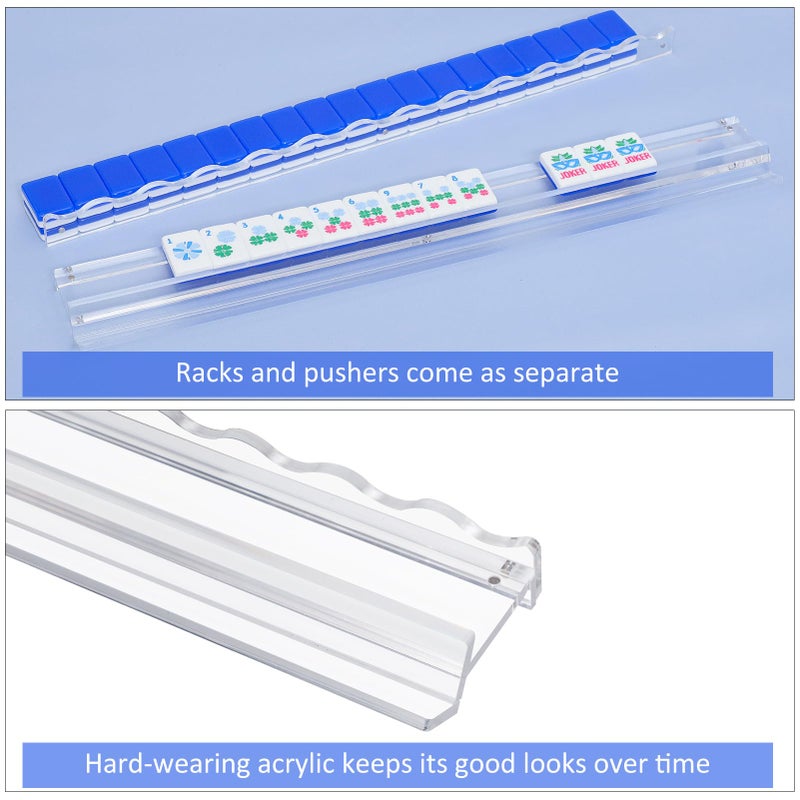 Jongyance Set of 4 Clear Acrylic Mahjong Racks with Redesigned Pusher, American Mahjong Accessories - Image 5