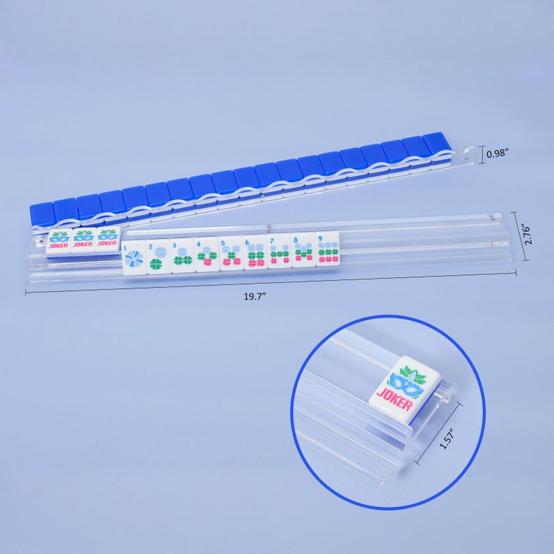 Jongyance Set of 4 Clear Acrylic Mahjong Racks with Redesigned Pusher, American Mahjong Accessories - Image 3