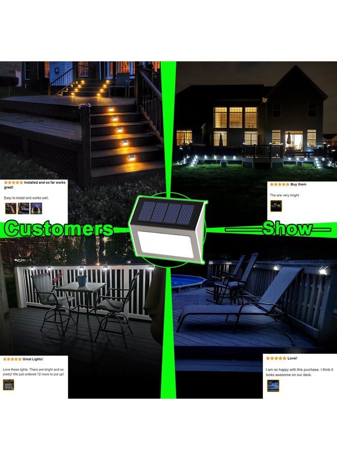 JSOT Solar Powered Deck Lights 6 Pack Wireless Bright LED Stair Lights Waterproof Stainless Fence Lights Outdoor Decorative Step Lighting for Driveway Fences Pathway Staircase (White Light) - Image 3