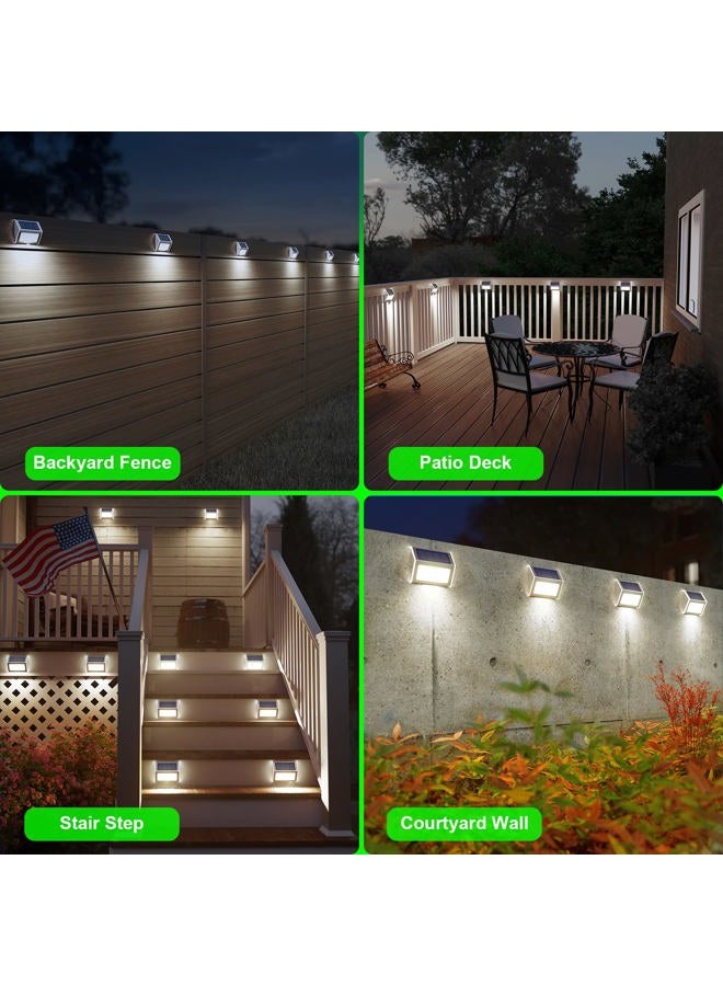 JSOT Solar Powered Deck Lights 6 Pack Wireless Bright LED Stair Lights Waterproof Stainless Fence Lights Outdoor Decorative Step Lighting for Driveway Fences Pathway Staircase (White Light) - Image 2