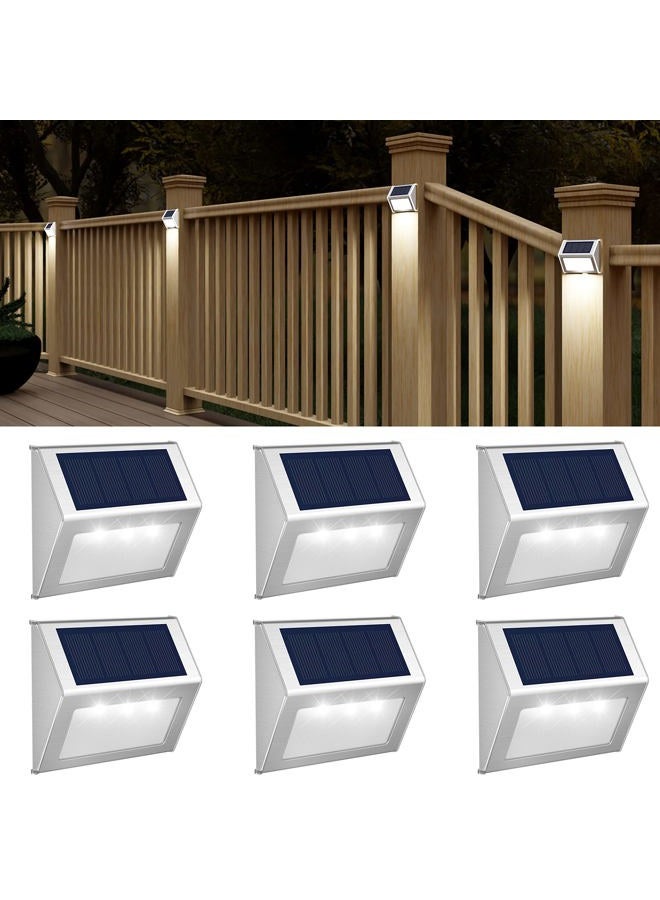 JSOT Solar Powered Deck Lights 6 Pack Wireless Bright LED Stair Lights Waterproof Stainless Fence Lights Outdoor Decorative Step Lighting for Driveway Fences Pathway Staircase (White Light) - Image 1